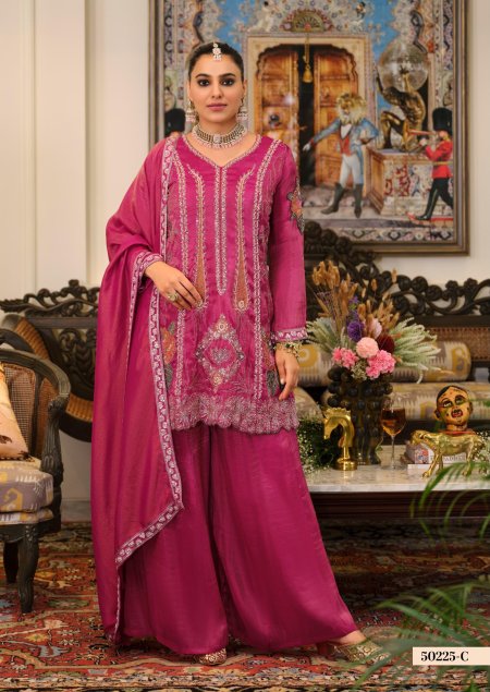 D 50225 C By Zaveri Viscose Shimmer Readymade Suits 